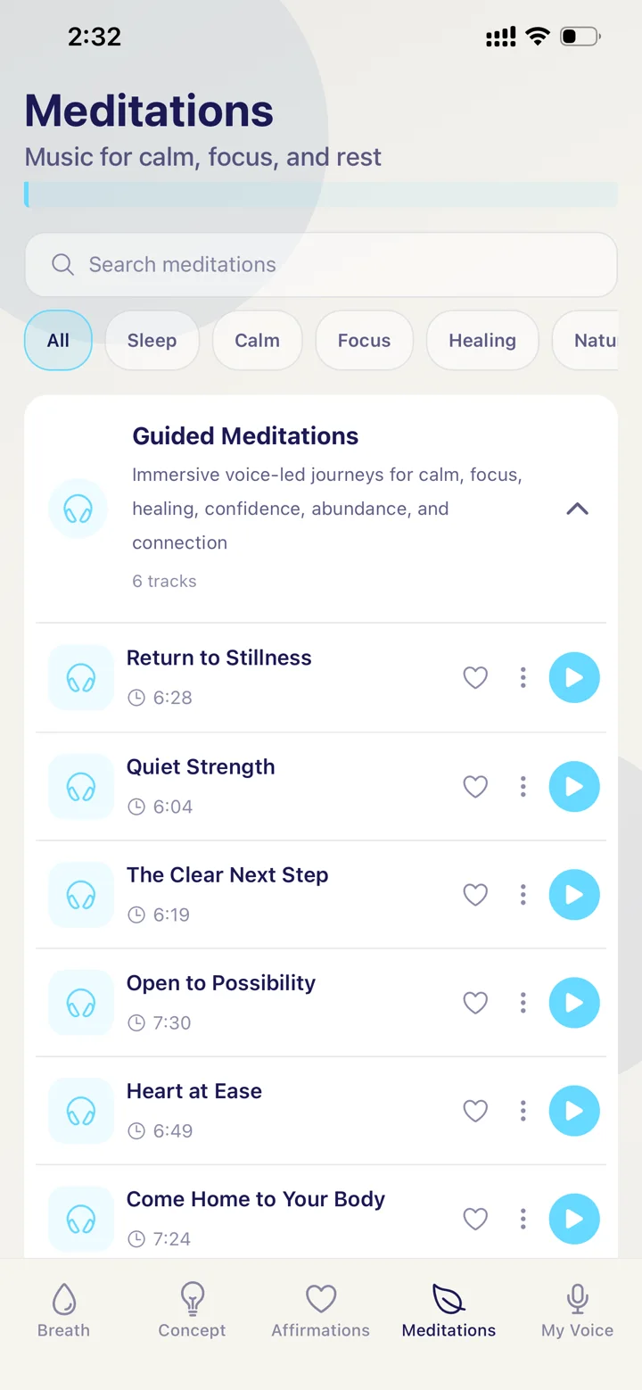 Guided meditation library